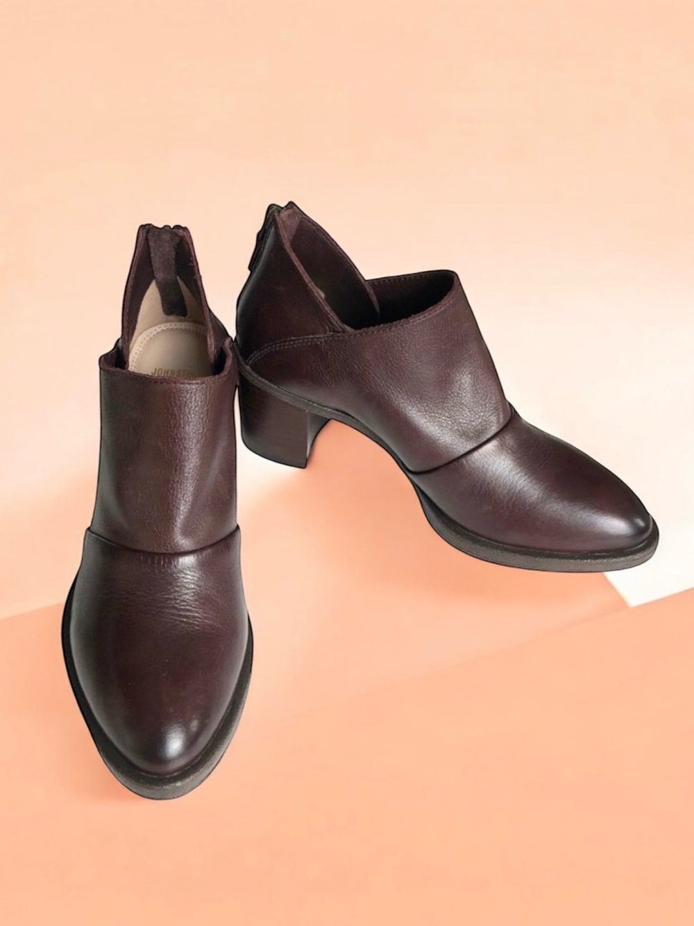 🆕 Johnston & Murphy Leather Pumps Booties Burgundy